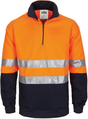 DNC3729, Hivis 1/2 Zip Fleecy Hoop Csr Reflective Tape