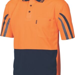 Dnc3752, Hivis Cool-Breathe Printed Stripe Polo - Short Sleeve