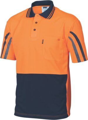 Dnc3752, Hivis Cool-Breathe Printed Stripe Polo - Short Sleeve