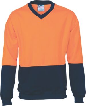 DNC3822, Hivis Two Tone Fleecy Sweat Shirt V Neck