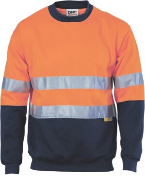 DNC 3824, Hivis Fleecy Sweat Shirt  With 3M R-Tape Crew-Neck