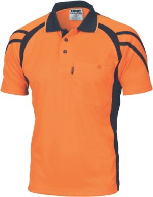 Dnc3979, Cool Breathe Stripe Panel Polo Shirt - Short Sleeve
