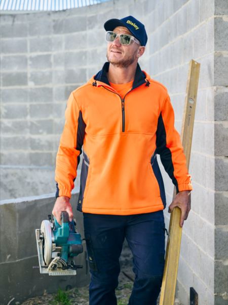 Bisley, HIVIS LIQUID REPELLENT FLEECE HOODIE