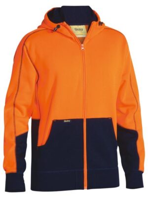 Bisley,  BK6819-1 HI VIS ZIP FRONT FLEECE HOODIE