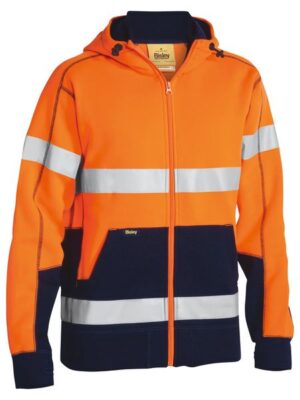 Bisley,  TAPE HI VIS ZIP FRONT FLEECE HOODIE