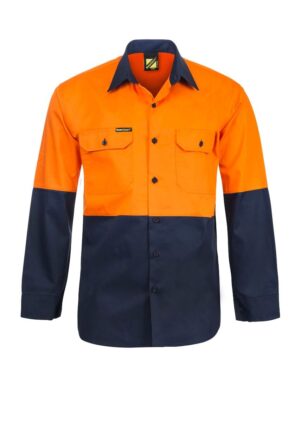 WS155 HIVIS  L/S  COTTON  WORK  SHIRT